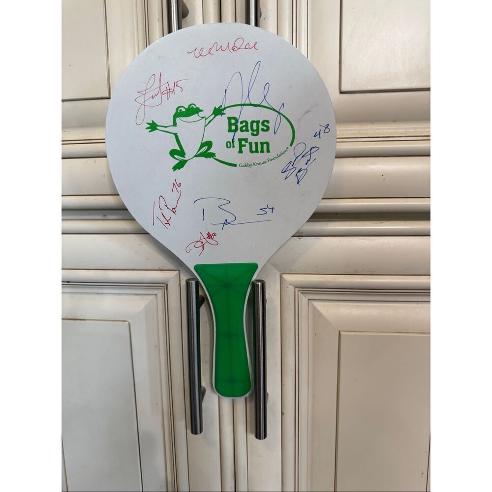 Lot Of 4 Wooden Beach Ball Paddles With Authentic NBA Autographs White Green OS